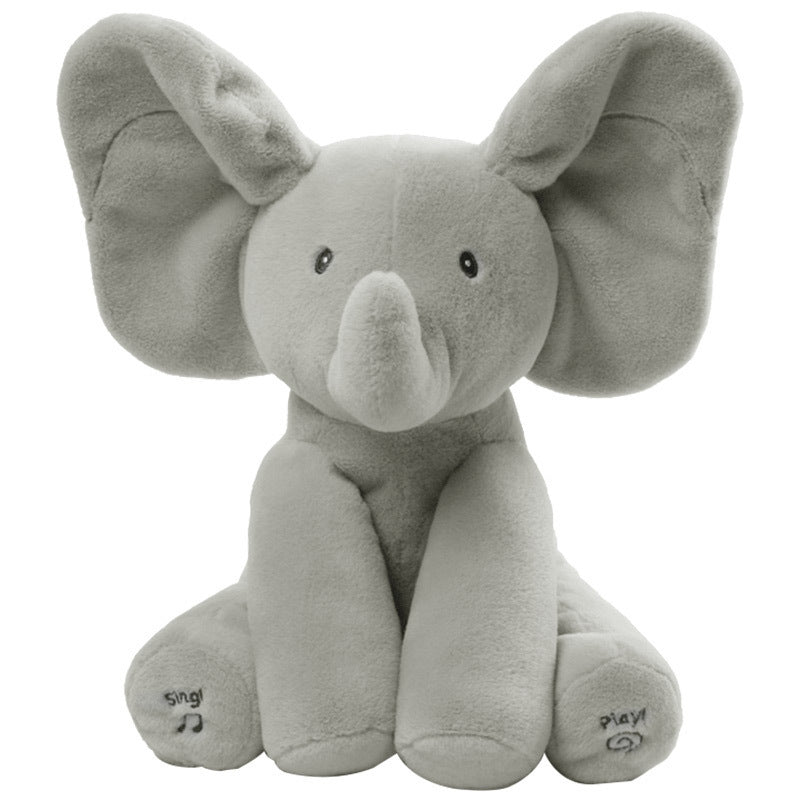 Animated Singing Peek A Boo Plush Toy - Grey Elephant – babycakes