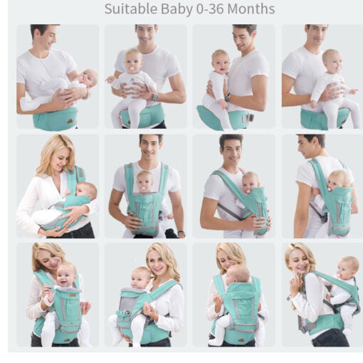 Khaki - 3 in 1 Ergonomic Baby Carrier, Hipseat Sling, and Front Facing Kangaroo Baby Wrap Carrier