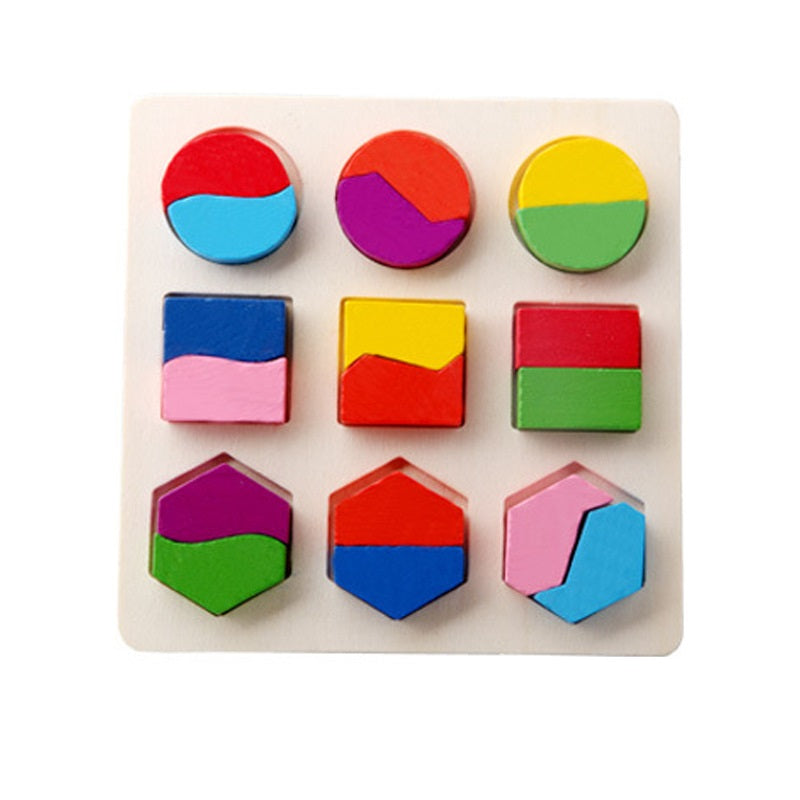 3D Wooden Shapes Learning Puzzle Board