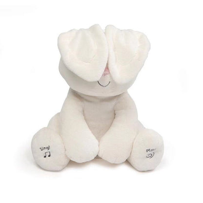 Animated Singing Peek A Boo Plush Toy - White Bunny