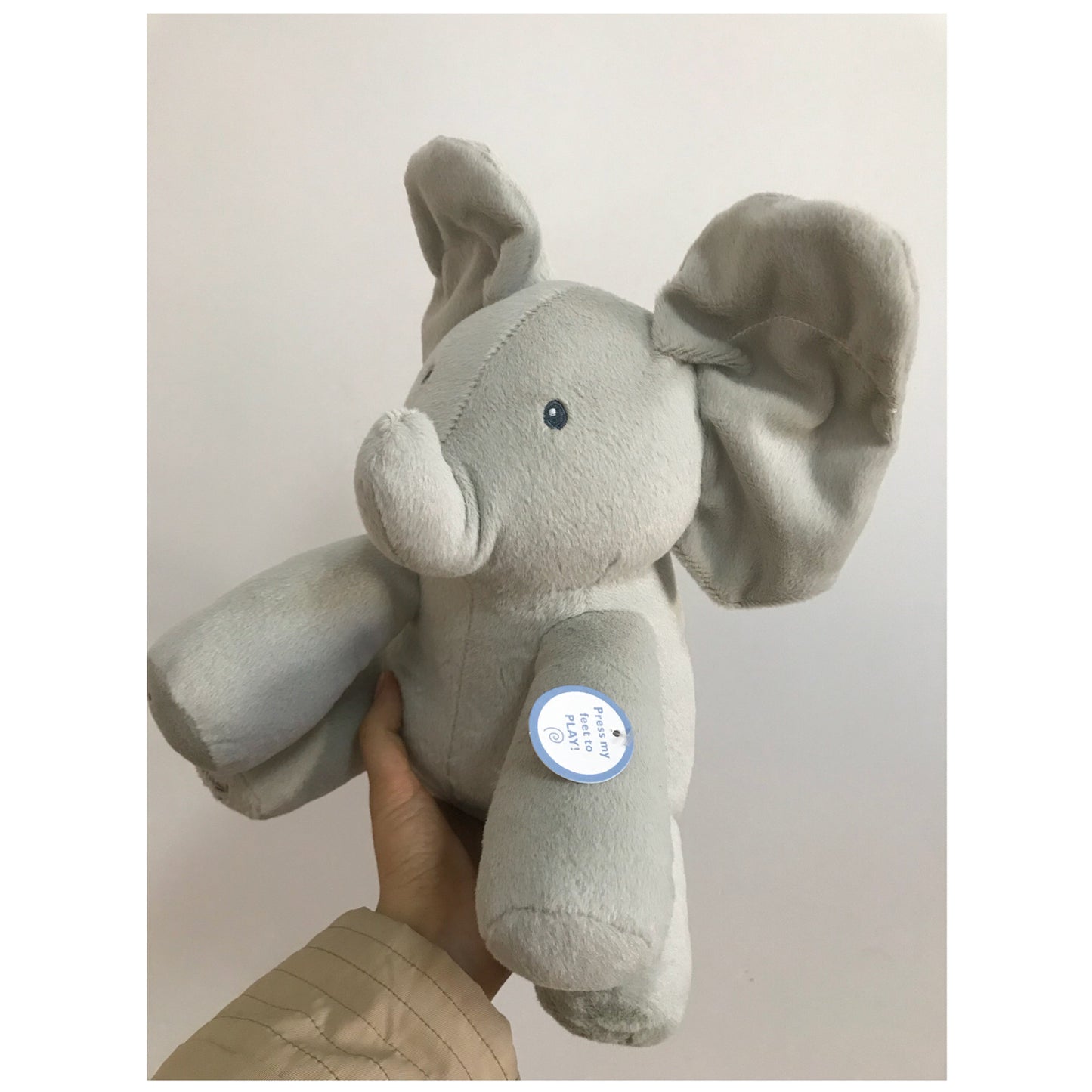 Animated Singing Peek A Boo Plush Toy - Grey Elephant