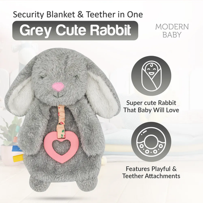 Plush Bunny Teether Toy - Gray