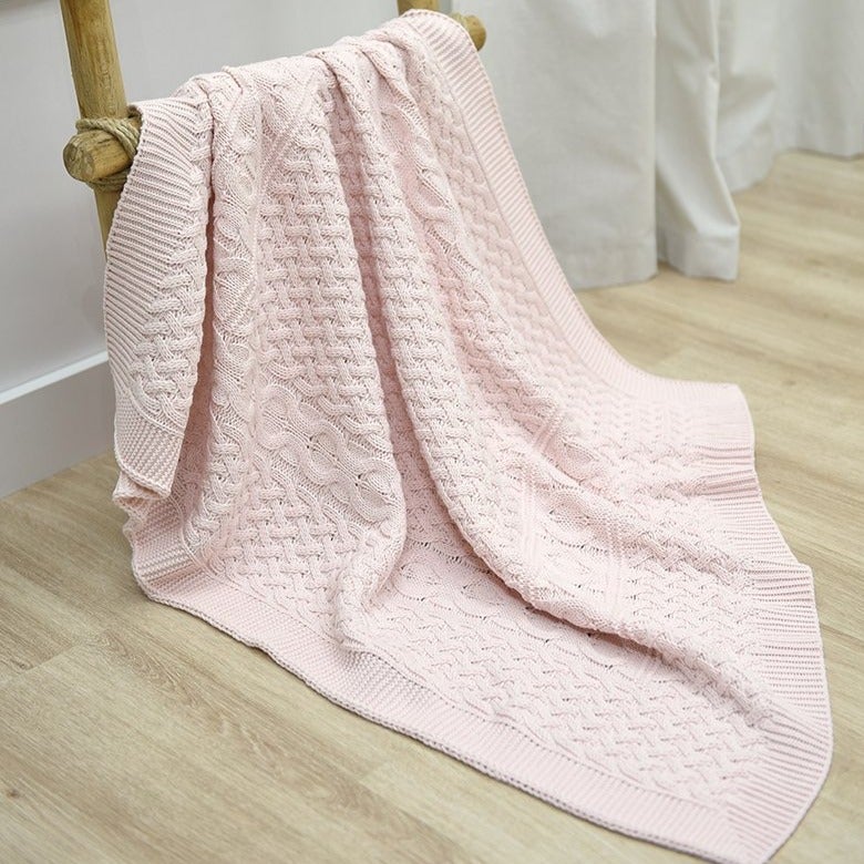 All Season Knitted Baby Blanket, Pink