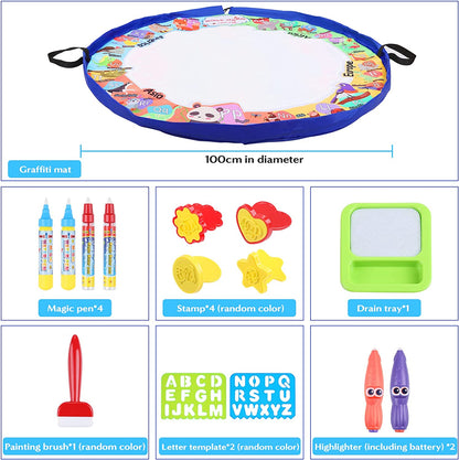 The Magic Water Doodle Mat - Mess-Free, Glow-in-the-Dark Water Painting Coloring Mat