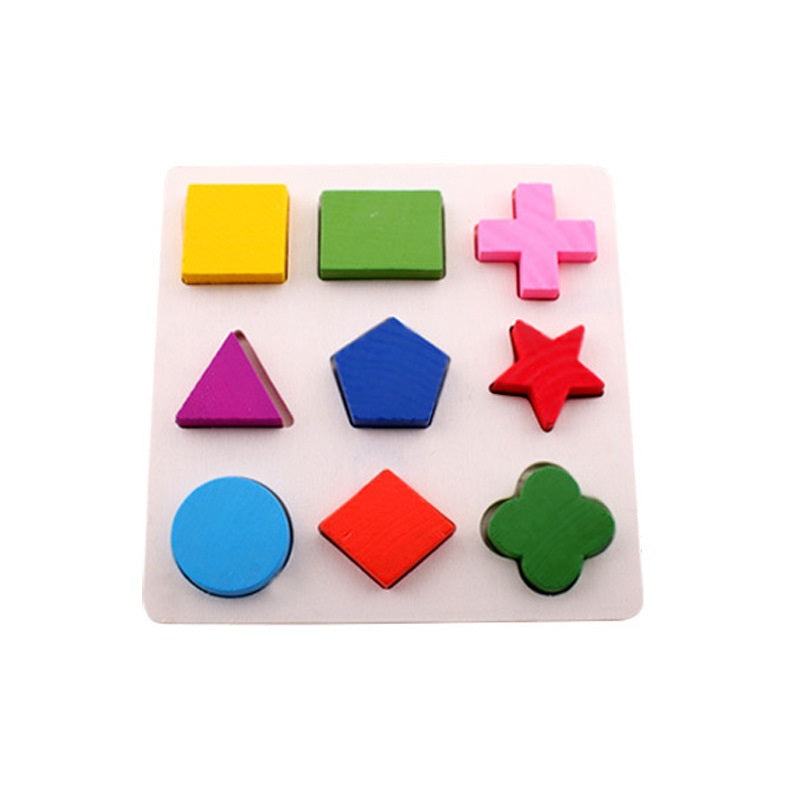 3D Wooden Shapes Learning Puzzle Board