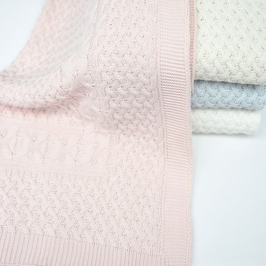 All Season Knitted Baby Blanket, Pink