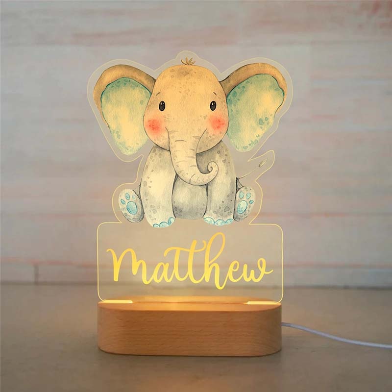 Personalized Baby Elephant LED USB 7 Colors Night Light Lamp