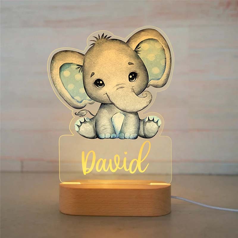 Personalized Baby Elephant LED USB 7 Colors Night Light Lamp