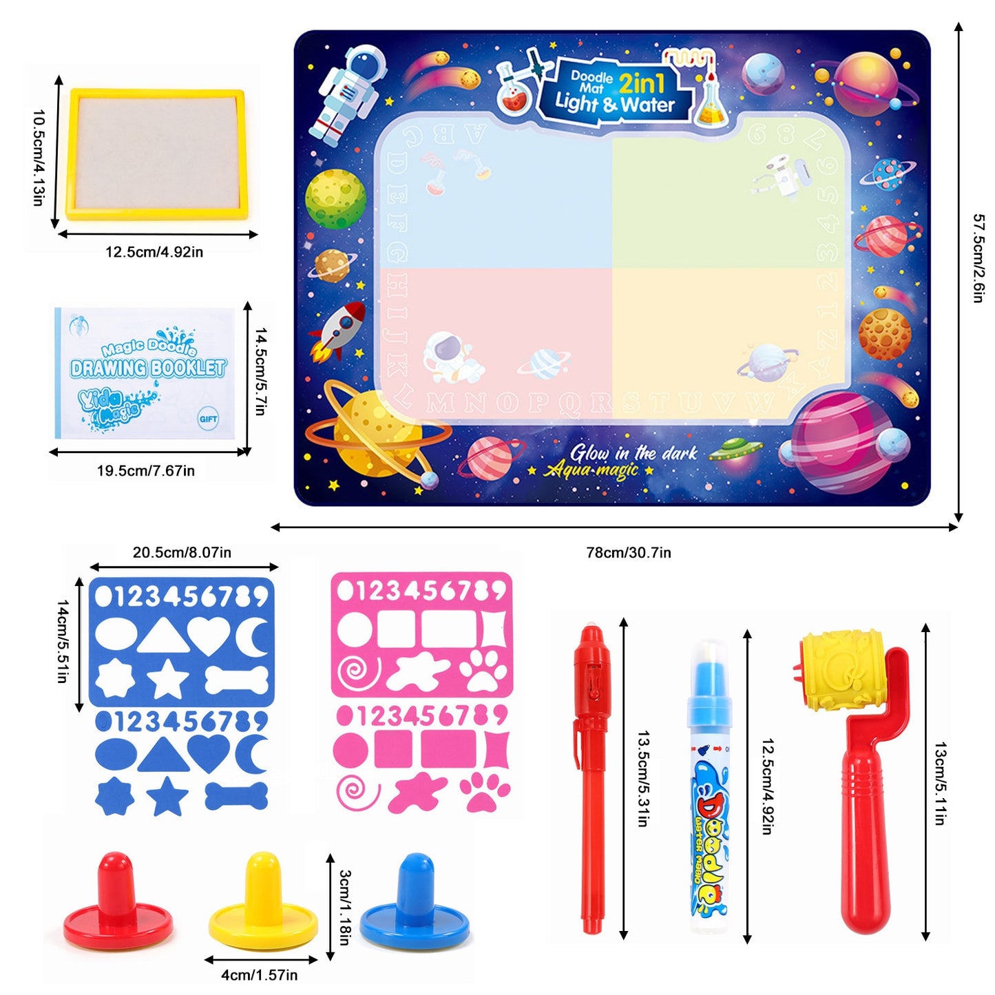 The Magic Water Doodle Mat - Mess-Free, Glow-in-the-Dark Water Painting Coloring Mat