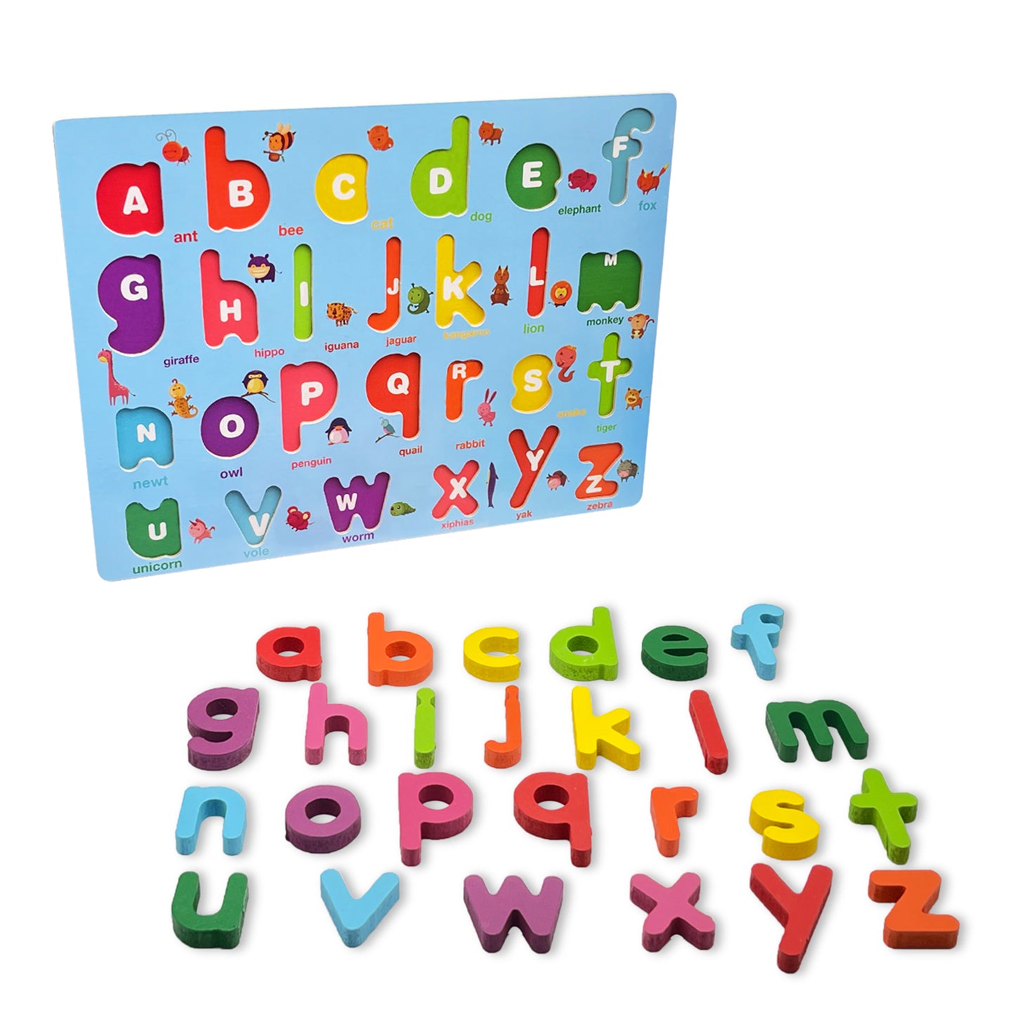 Wooden Alphabet Number Puzzle Board Educational Learning Toy