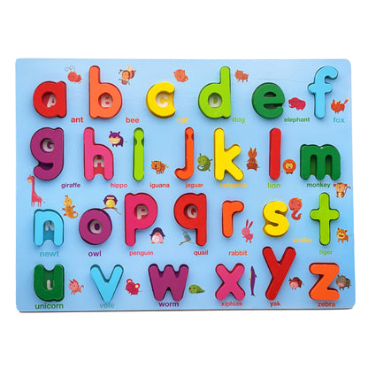 Wooden Alphabet Number Puzzle Board Educational Learning Toy
